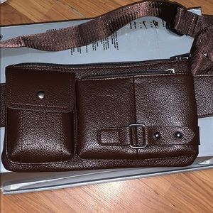Brown leather fanny pack